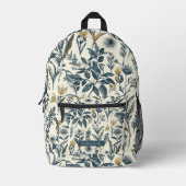 Gold und Navy Vintag Botanic Bedruckter Rucksack (Vorderseite)