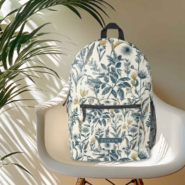 Gold und Navy Vintag Botanic Bedruckter Rucksack