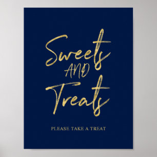 Gold- und Navyblau-modernes-Süßigkeiten-und-Lecker Poster