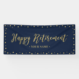 Gold- und Navyblaues Happy-Rentner-Party-Banner Banner