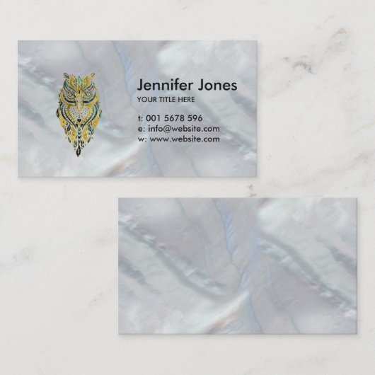 Gold-und Ohrschnecken-Stammes- Eule Visitenkarte (Vorne/Hinten)