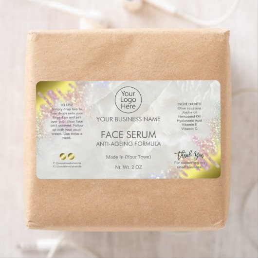 Gold- und Opalgesicht sowie Haarserumetikett (Insitu)