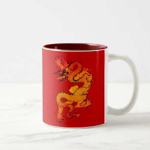 Gold und orange Drache für Chinesisches Zweifarbige Tasse