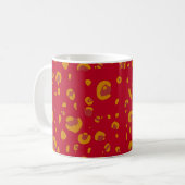 Gold- und Orange-Leoparden-Monogramm-Tasse Kaffeetasse (Vorderseite Links)