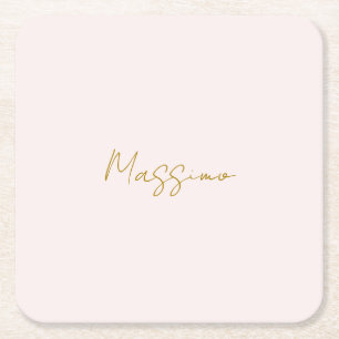 Gold- und Pastellfarbe Kalligrafie Elegant Schlich Rechteckiger Pappuntersetzer
