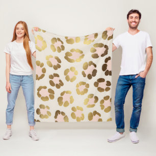 Gold- und Pastellrosa-Leopardenprint Chic Animal Fleecedecke