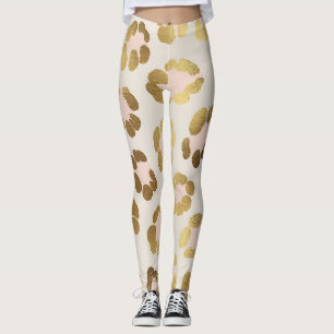 Gold- und Pastellrosa-Leopardenprint Chic Animal Leggings