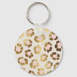 Gold- und Pastellrosa-Leopardenprint Chic Animal Schlüsselanhänger
