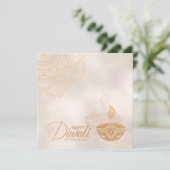 Gold und Pearl Happy Diwali Card Karte (Stehend Vorderseite)