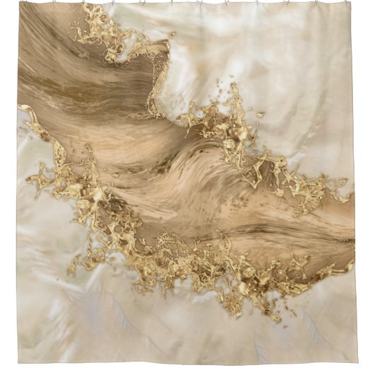Gold und Perl - Spritzer Duschvorhang (Vorderseite)