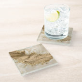 Gold und Perl - Spritzer Glasuntersetzer (Schrägansicht)