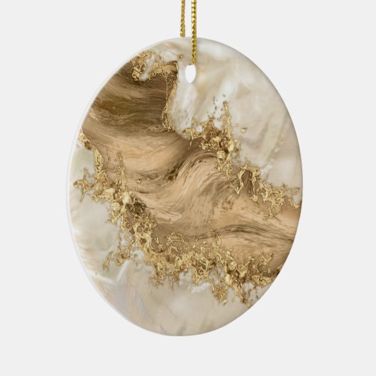 Gold und Perl - Spritzer Keramik Ornament (Rechts)