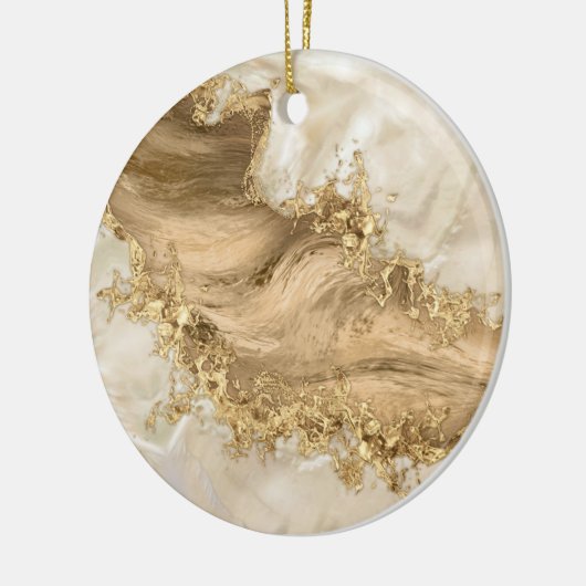 Gold und Perl - Spritzer Keramik Ornament (Links)