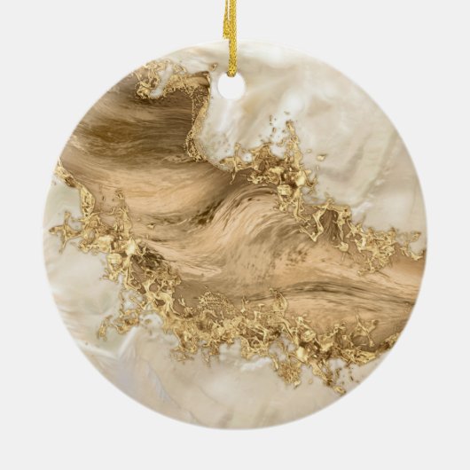 Gold und Perl - Spritzer Keramik Ornament (Hinten)