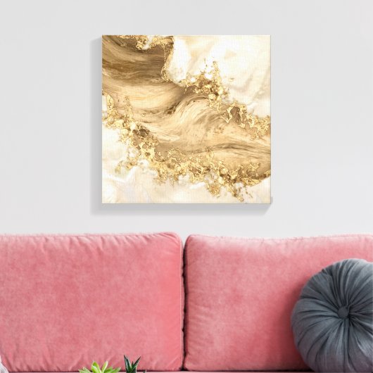 Gold und Perl - Spritzer Leinwanddruck (Insitu (Wohnzimmer))