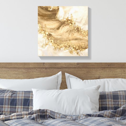 Gold und Perl - Spritzer Leinwanddruck (Insitu (Schlafzimmer))