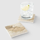 Gold und Perl - Spritzer Steinuntersetzer (Seitenansicht)