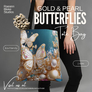 Gold und Perlen Butterfett Tote Bag Tasche