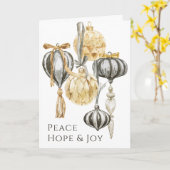 Gold und Pewter Metallic Ornamente Urlaub Karte (Gelbe Blume)