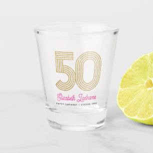 Gold und Pink 50. Geburtstag Schnapsglas