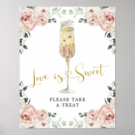 Gold und Pink Dusty Rose Soiree Liebe ist süß Poster (Vorne)