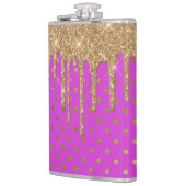 Gold und Pink Polka Dot Flask Flachmann (Links)