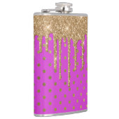 Gold und Pink Polka Dot Flask Flachmann (Rechts)