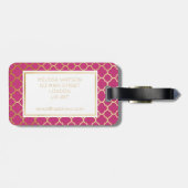 Gold- und Pink quatrefoil Gepäckanhänger (Rückseite horizontal)