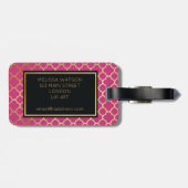 Gold- und Pink quatrefoil Gepäckanhänger (Rückseite horizontal)