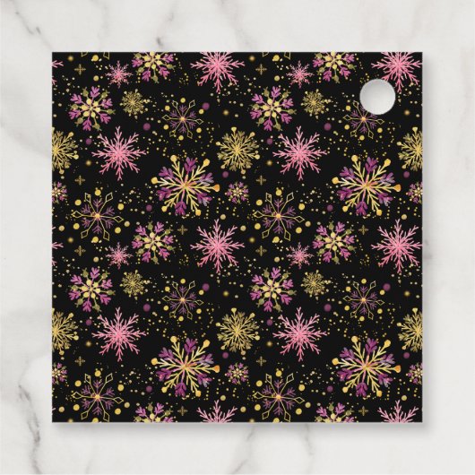 Gold und Pink Snowflakes Baby Dusche Danke Geschenkanhänger (Rückseite)