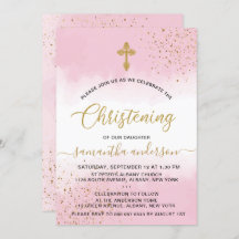Gold und Pink Watercolor Girls Christening