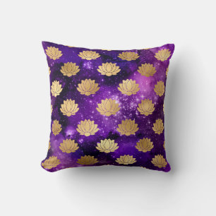 Gold- und Purpur-Galaxie-Dharma-Mandala-Muster Kissen