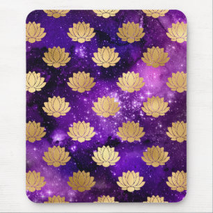 Gold- und Purpur-Galaxie-Dharma-Mandala-Muster Mousepad