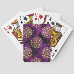 Gold- und Purpur-Galaxie-Dharma-Mandala-Muster Spielkarten