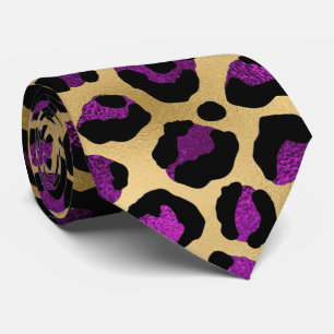 Gold- und Purpur-Leopardenprint Krawatte