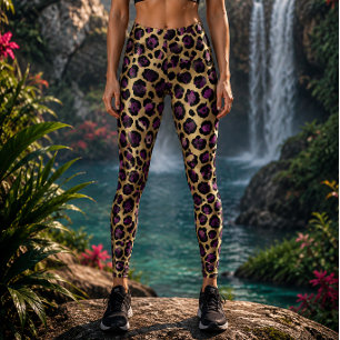 Gold- und Purpur-Leopardenprint Leggings