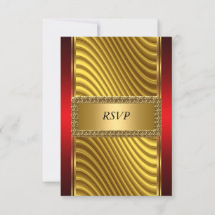 Gold und Red Art Deco Bar Mitzvah UAWG RSVP Karte