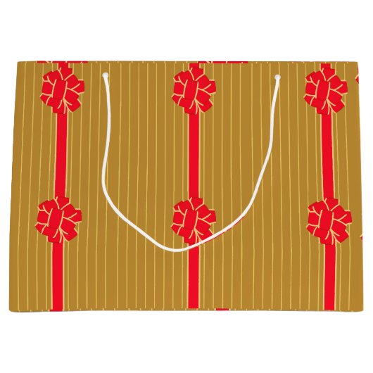 Gold und Red Bow Große Geschenktüte (Vorderseite)