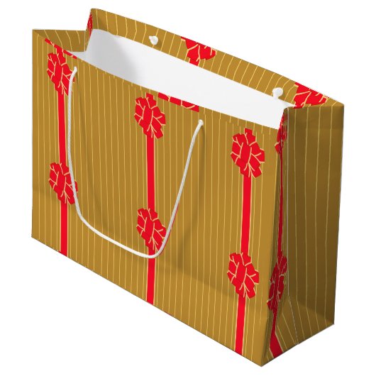 Gold und Red Bow Große Geschenktüte (Vorderseite Schrägansicht)