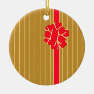 Gold und Red Bow Keramik Ornament