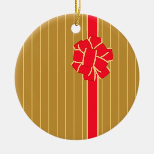 Gold und Red Bow Keramik Ornament (Vorne)