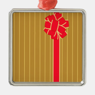 Gold und Red Bow Ornament Aus Metall