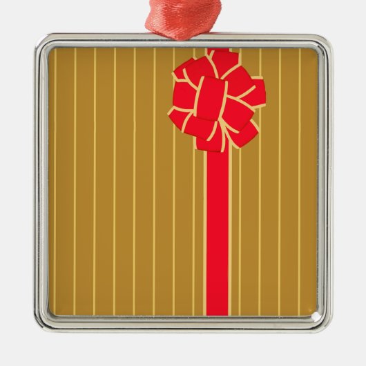 Gold und Red Bow Ornament Aus Metall (Vorne)