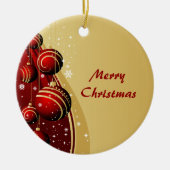 Gold und Red Christmas Balls Keramik Ornament (Vorne)