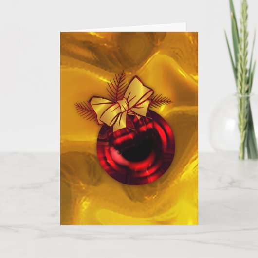 Gold und Red Christmas Tree Bauble Karte (Vorderseite)