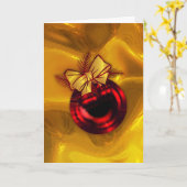 Gold und Red Christmas Tree Bauble Karte (Gelbe Blume)
