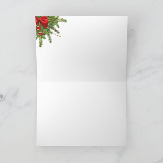 Gold und Red Christmas Wedding Foto Vielen Dank Dankeskarte (Innenseite)