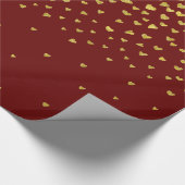 Gold und Red Confetti Herz Geschenkpapier (Ecke)