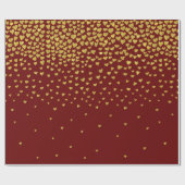 Gold und Red Confetti Herz Geschenkpapier (Flach)