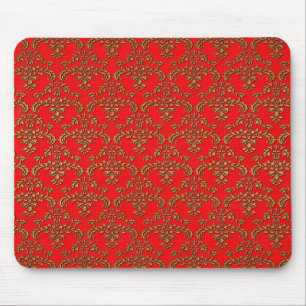 Gold und Red Damask Mousepad